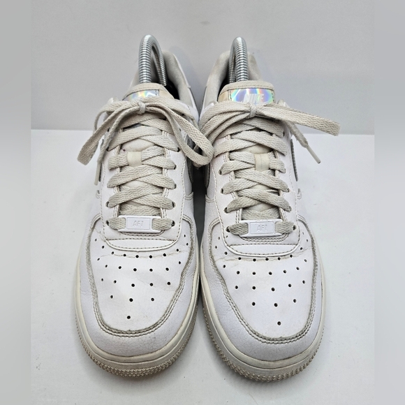 Nike | AF1's Low 'White Irisdescent Swoosh' tennis prep sporty sneakers | WMS 7 - Picture 5 of 14